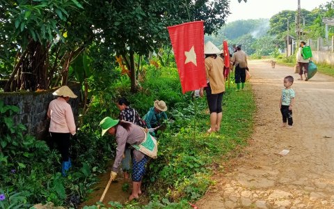 Các đơn vị thôn trên địa bàn xã Quang Trung ra quân thực hiện kế hoạch chiến dịch " Thuỷ lợi mùa khô năm 2023"